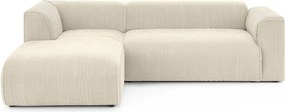Beżowy sztruksowy narożnik (lewostronny/z szezlongiem) Merid – Ropez