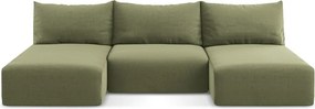 Zielony aksamitny rozkładany/ze schowkiem narożnik (w kształcie litery U) Kalena – Makamii