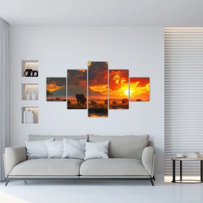 Obraz - Stado słoni (125x70 cm)