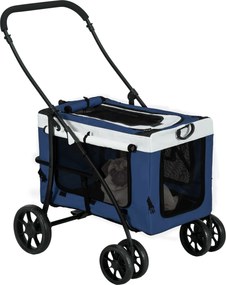 Outsunny Wózek dla Psa Składany Odłączany Kosz Czarny Granatowy Biały | Aosom PL