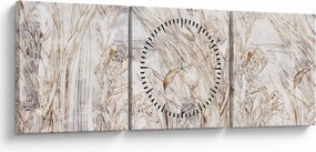 Obraz - Irysy (z zegarem) (90x30 cm)