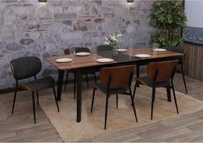 Krzesło do jadalni MCW-O45 (zestaw 6 sztuk),  orzechowy wygląd, ciemnoszary