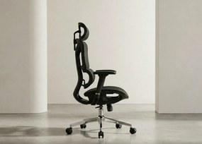 Fotel biurowy Ergo Omega czarny oferuje maksymalny komfort i nowoczesny design! Regulacja lędźwiowa, podłokietniki 4D, oddychająca siatka Mesh i chromowana podstawa. Idealny do pracy.