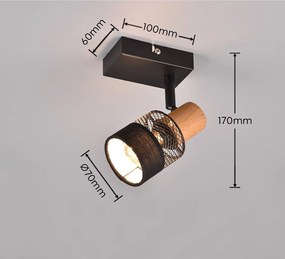 Czarno-naturalny kinkiet ø 7 cm Nandini – Trio
