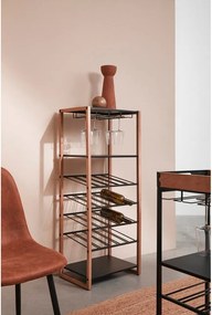 Czarna/w naturalnym kolorze metalowa szafka na wino liczba butelek 20, 50x122x35 cm Isaac – Yes Everyday