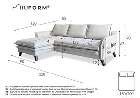 Szarobeżowy rozkładany/ze schowkiem narożnik (lewostronny/z szezlongiem) Charming Charlie – Miuform