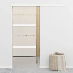 Drzwi przesuwne ze szkła ESG i aluminium 76x212 cm Srebrne - Nowoczesny Design