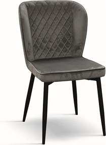 Zestaw 4 krzeseł z szarego aksamitu - SOHO