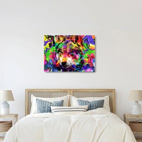 Obraz na szkle - Wilk z graffiti (70x50 cm)