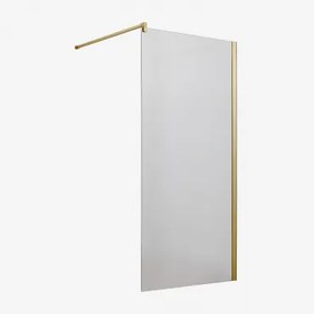 Stała Ścianka Prysznicowa Z Hartowanego Szkła 8 Mm I Aluminium Bristol Transparent & 90 X 195 Cm & Szczotkowane Złoto - Sklum