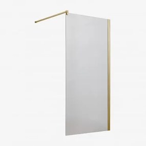 Stała Ścianka Prysznicowa Ze Szkłem Hartowanym 8 Mm I Aluminium Bristol Szczotkowane Złoto & Transparent & 90 X 195 Cm - Sklum