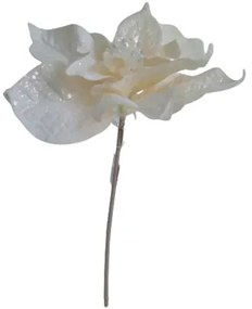 Sztuczna roślina Poinsettia z brokatem kremowa, 33cm