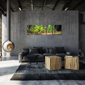 Obraz - Drewniana łódź na kanale, Tajlandia (170x50 cm)