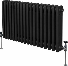 Tradycyjny grzejnik 3-kolumnowy - 600 x 832 mm - czarny