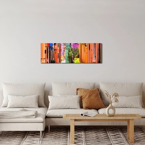 Obraz kolorowej włoskiej ulicy (z zegarem) (90x30 cm)