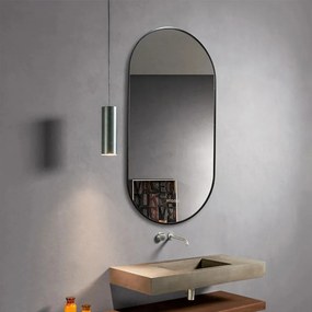 Lustro owalne wiszące pionowe w czarnej aluminiowej ramie 50 x 100 cm PLATAN BLACK