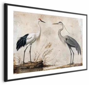 Plakat Ptaki z ryciny 60x40 cm z ramą czarną z marginesem ARTGEIST B