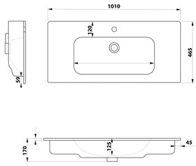 Biała ceramiczna umywalka 101x46,5 cm Piedra – Sapho