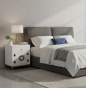 Komoda, stolik nocny, metalowe okucia, styl azjatycki, biały.