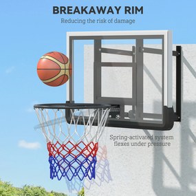 SPORTNOW Kosz do koszykówki na montaż ścienny, kosz na sprężynie, tablica odporna na pęknięcia, Czarno/Czerwony