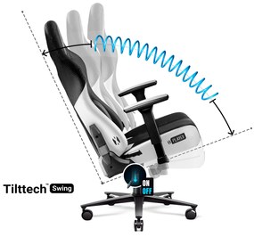 Materiałowy fotel gamingowy Diablo X-Player 2.0 King Size, biało-czarny