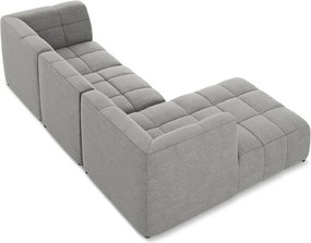 Szary narożnik z materiału bouclé (lewostronny/z szezlongiem) Aloha – Makamii