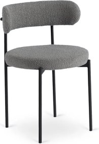 Krzesło Tapicerowane do Salonu TULSA Szare Boucle Nowoczesne