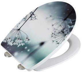 Deska sedesowa POLAR z cichym domykaniem, Thermoplast, wzór roślinny, WENKO