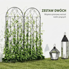 Outsunny Pergola Metalowa 2 szt. Wkopywana, Antykorozyjne Wsparcie dla Roślin Pnących 50x150 cm, Czarna
