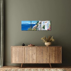 Obraz - Uliczka nad morzem (z zegarem) (90x30 cm)
