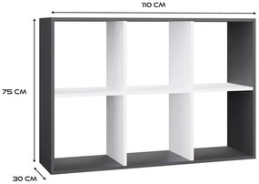 Niski regał na książki antracyt + biały E6-B81