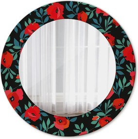 Lustro dekoracyjne okrągłe Czerwony mak