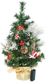 Ozdobiona choinka świąteczna z oświetleniem, 50 cm, 10 diod LED, ciepła biała