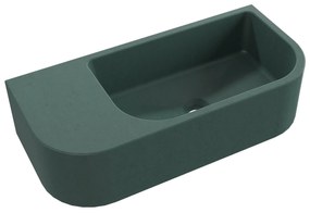 Umywalka betonowa wisząca / nablatowa półokrągła z półką bez otworu na baterię 65 x 30 cm LARMO | różne kolory : Kolor - Oliwkowy, Typ montażu - nablatowa