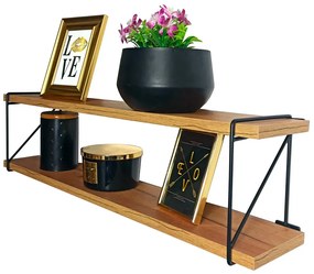 Industrialna półka ścienna z metalowym uchwytem dąb craft - Penzo 4X