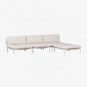 Sofa Modułowy Ogrodowy 3-częściowy Z Pufą Ze Stali Roubly Beige Migdałowa - Sklum