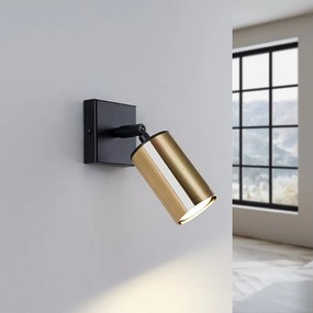 Kinkiety nowoczesny Glois, stal - 1 źródło światła 3000K - L.8 x H.18.5 cm - czarny/złoty