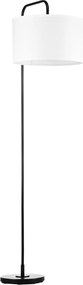 HOMCOM Lampa Stojąca z Przełącznikiem Nożnym, Podłogowa z Abażurem z Tkaniny, Stal, Biała