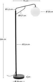 Biało-czarna lampa stojąca ze szklanym kloszem (wysokość 164 cm) Eilo – Kave Home