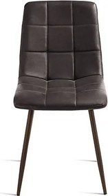 Komplet 4 nowoczesnych brązowych krzeseł "Siviglia" z metalową ramą malowaną proszkowo, siedziskiem z ekoskóry o miękkim dotyku