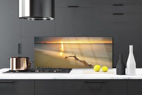 Dekor Szklany do Kuchni Złoty Brzeg Oceanu