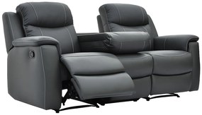 Kanapa skórzana 3-osobowa EVASION z funkcją relax - Szary