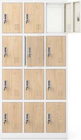 Szafa BHP z 12-skrytkami 90x40x185 cm Eco Design Marcin, biały/dąb sonoma