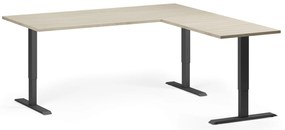 Narożne biurko z regulacją wysokości, 180x180 cm, 3 silniki, L/P, czarna podstawa, dąb naturalny