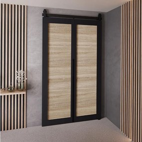Drzwi Przesuwne QUDIO M1 Czarny + Dąb Sonoma 100