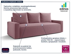 Różowa sofa rozkładana z pojemnikiem L2-P16