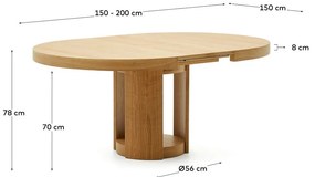 Okrągły rozkładany stół z dodatkowym blatem w dekorze dębu ø 150 cm Artis – Kave Home
