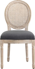 HOMCOM Krzesła Kuchenne 2 szt Tapicerowane Vintage Rattan Szare Wygodne | Aosom PL