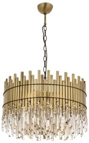 Žyrandol na łańcuchu CRYSTALLINE 8xE27/40W/230V, średnica 60 cm, mosiądz