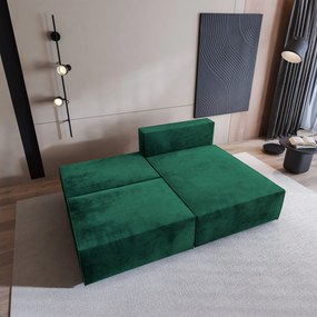 Masseno Narożnik FIORO z funkcją spania i pojemnikiem na pościel Narozniki L, Rozkładana sofa - Butelkowa zieleń, MONOLITH 37